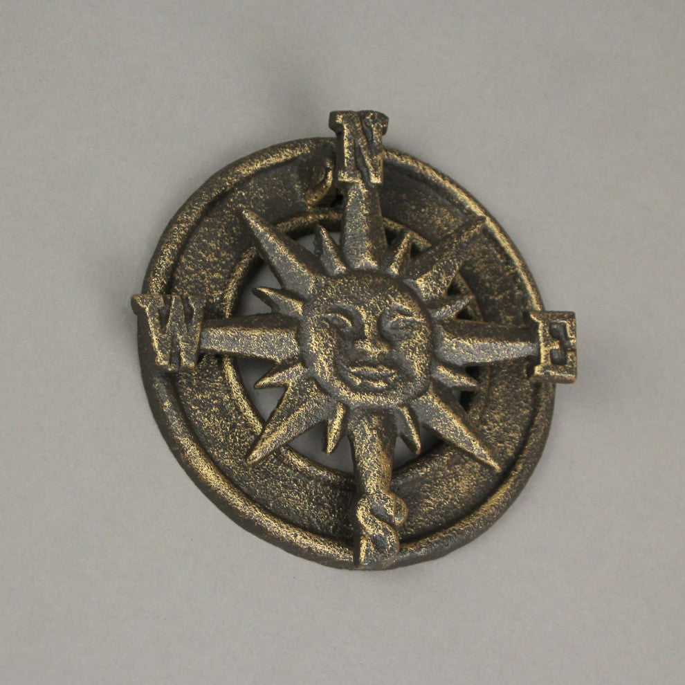 Bronze Cast Iron Decorative Sun Compass Rose Door Knocker Rustic Home Decor