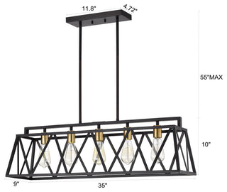 CHLOE Lighting IRONCLAD Industrial 5 Light Textured Black Pendant
