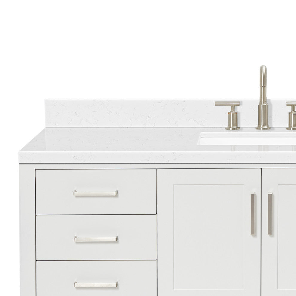 Ariel Magnolia 60" Single Rectangle Sink Vanity, Carrara Quartz
