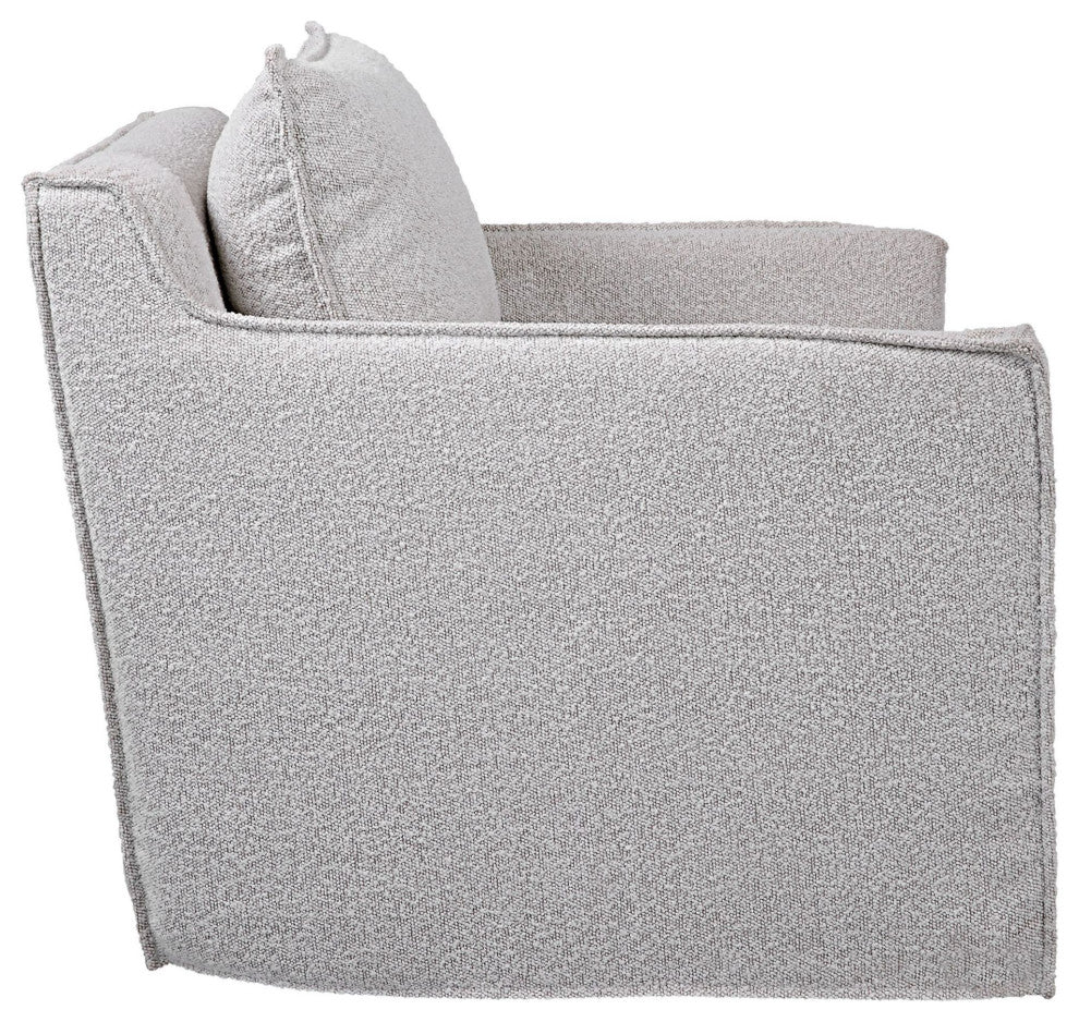 Uttermost 23658 Avila 28"W Contemporary Boucle Slipcover Swivel - Gray Boucle