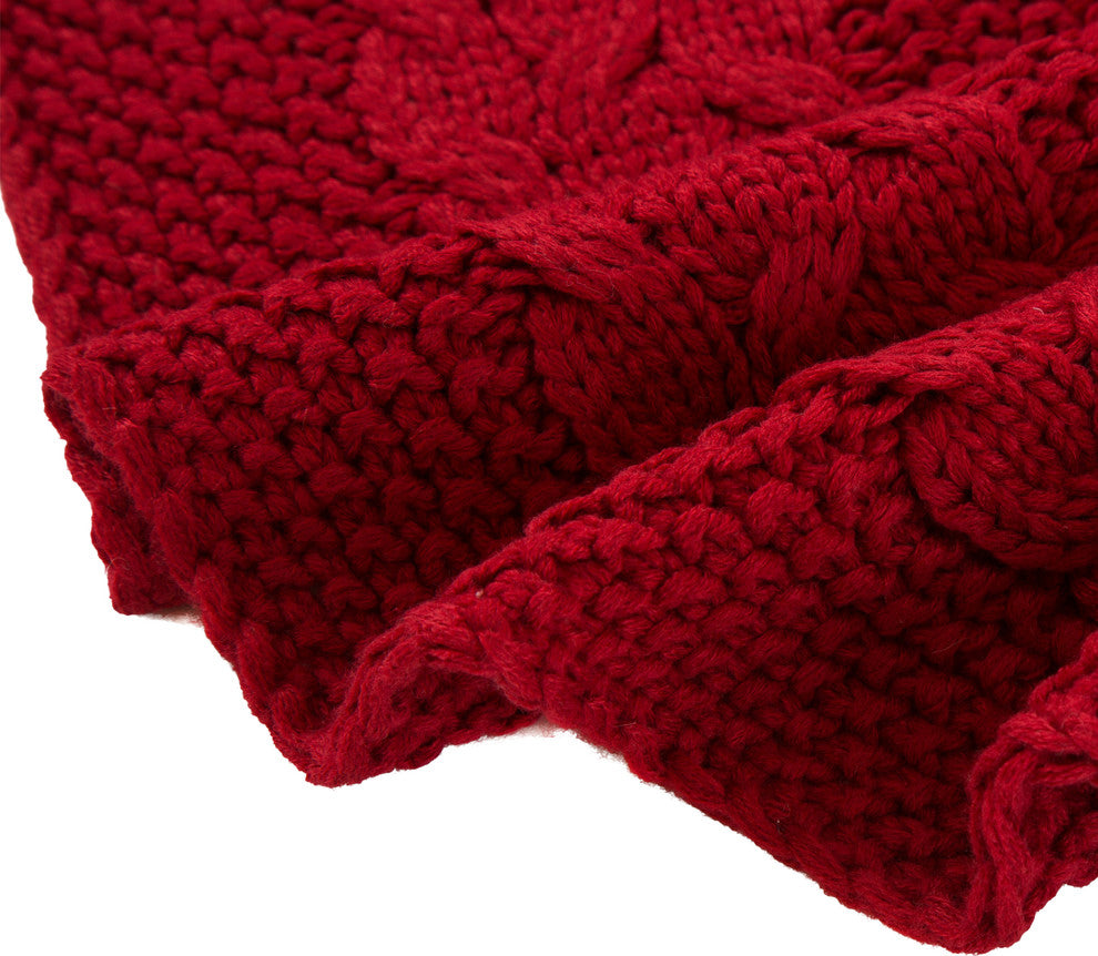 48" Knited Acrylic Christmas Tree Skirt-Red