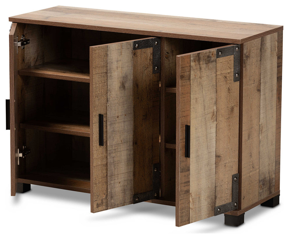 Angelou Farmhouse Rustic 3-Door Shoe Cabinet