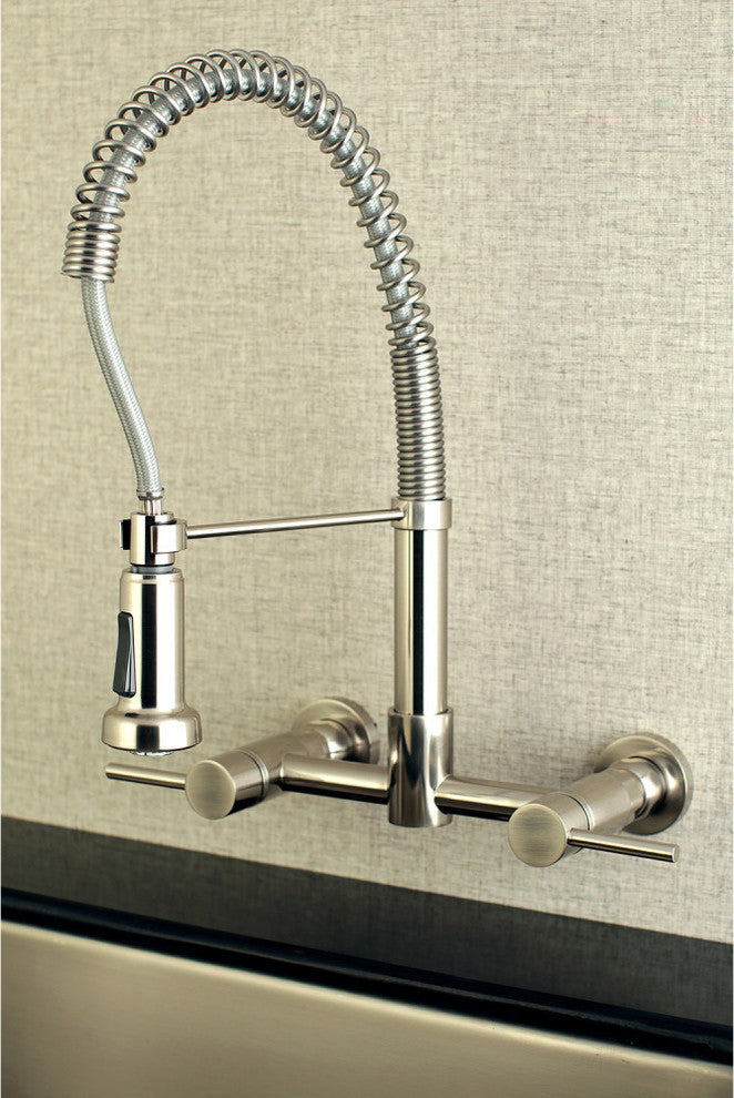Gourmetier Concord 2-Handle Wall Mount Pull-Down Kitchen Faucet, Brushed Nickel