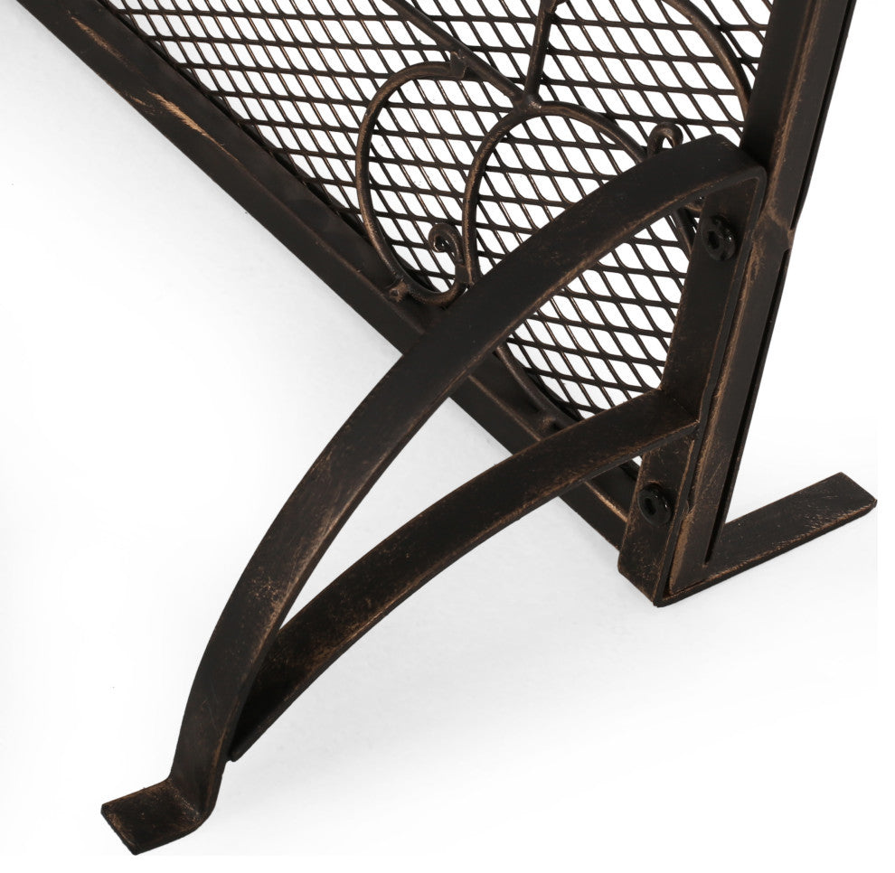 Ella Iron Fireplace Screen, Black Brushed Gold