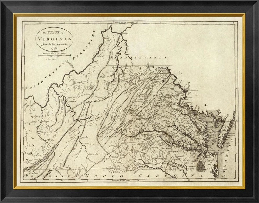 "State of Virginia, 1796" Framed Canvas Giclee by John Reid, 34x27"