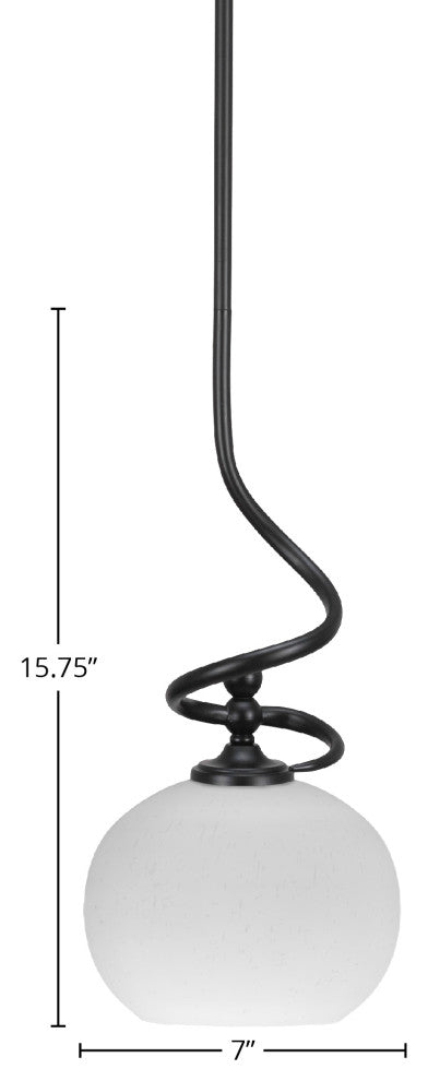 Capri 1-Light Mini Pendant with Hang Straight Swivel, Matte Black/White Muslin