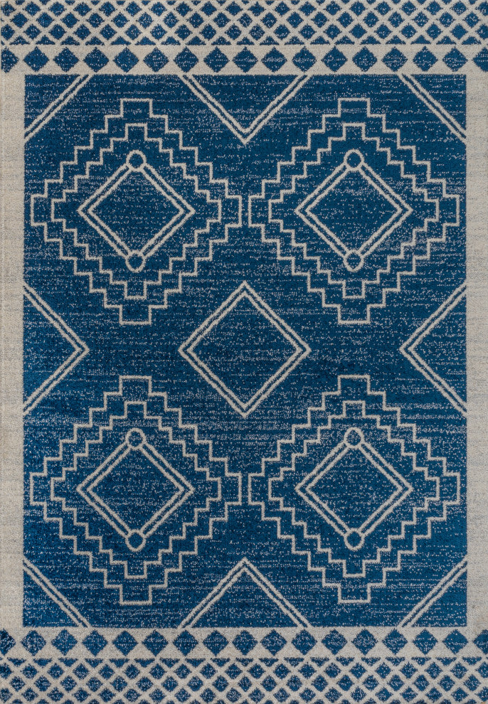 Amir Moroccan Beni Souk Rug, Navy/Ivory, 4 X 6