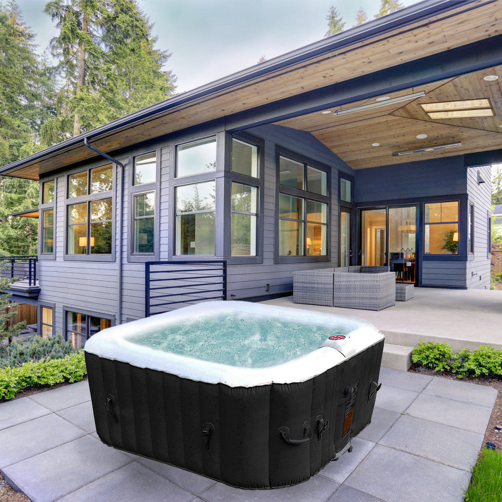 Aleko Square Inflatable Jetted Hot Tub Spa With Cover, 6 Person, 265 Gallon