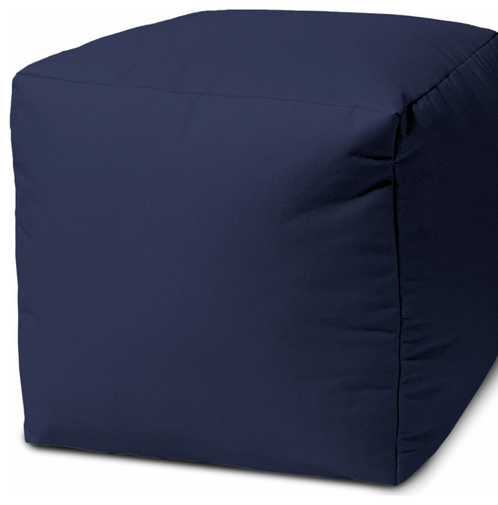 17  Cool Warm Indigo Blue Solid Color Indoor Outdoor Pouf Cover
