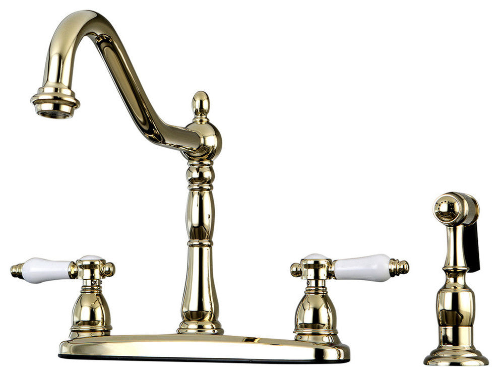 Kingston Brass Centerset Kitchen Faucet, Polished Brass