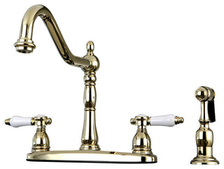 Kingston Brass Centerset Kitchen Faucet, Polished Brass