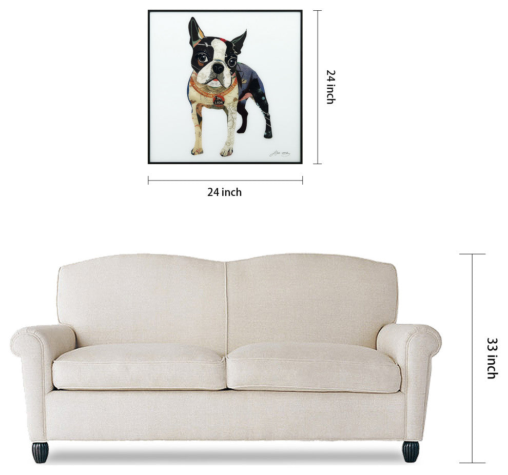 "Boston Terrier" Printed Wall Art With Black Anodized Aluminum Frame