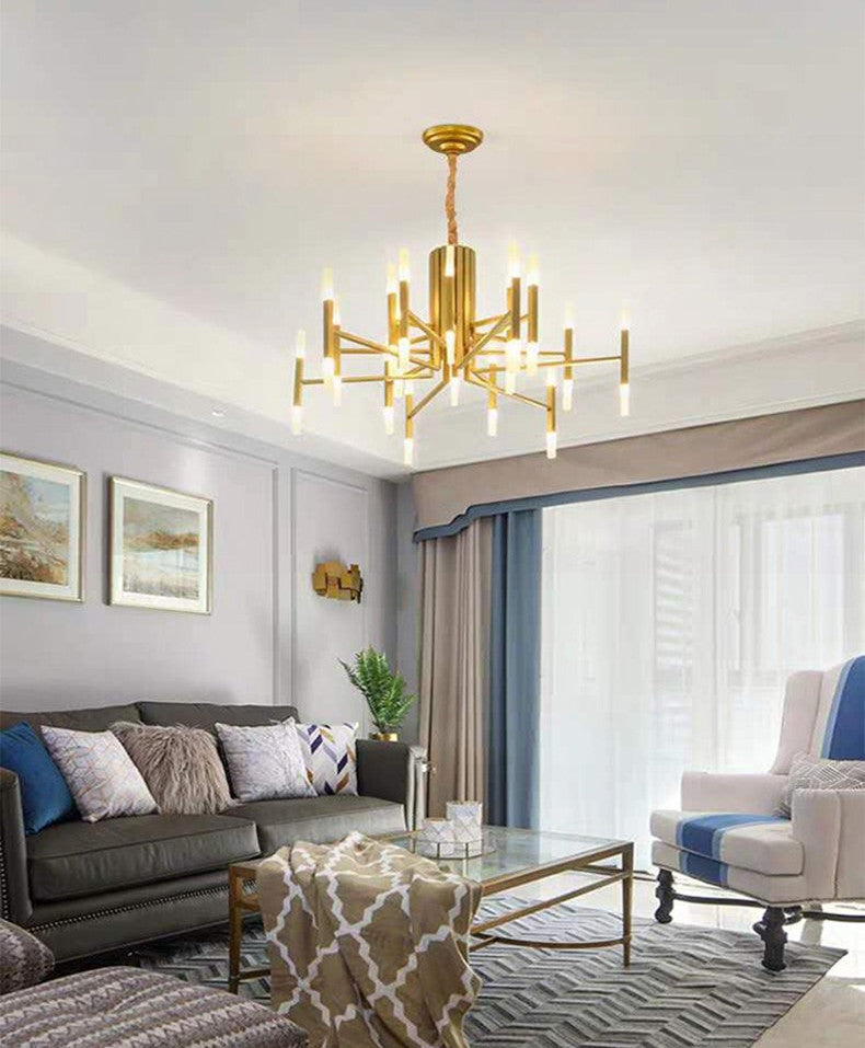 Zelbio | Gold/Black Postmodern LED Chandelier for Living Room, Gold, 60 Lights - Dia109.0xh70.1cm / Dia42.9xh27.6"