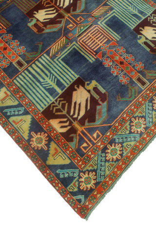 Fine Vintage Distressed Cirilo Navy/Rust Runner, 4'10x10'2