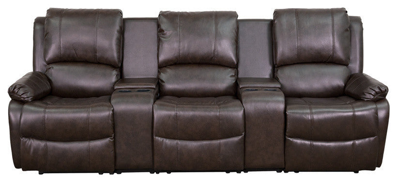 Flash Furniture Allure Series 3 Seat Brown Theater Seating - BT-70295-3-BRN-GG