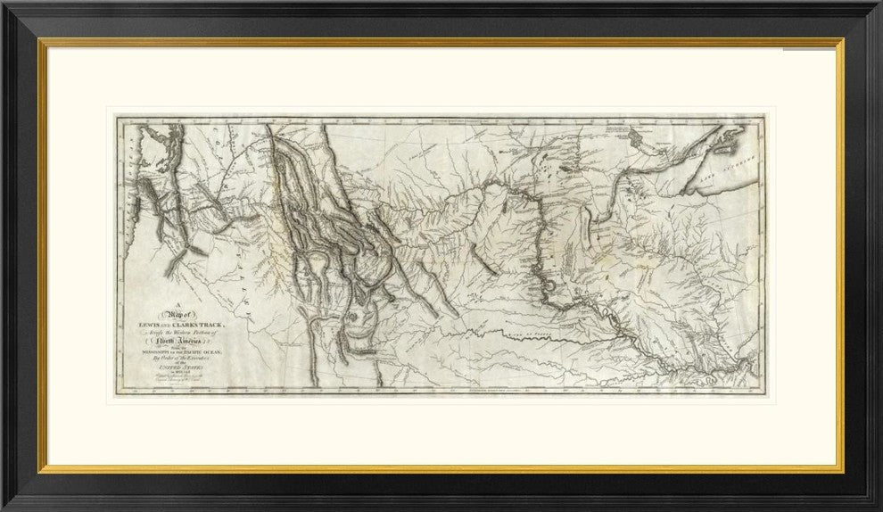 Map, Lewis And Clark''s Track, Across The Western Portion, 1814, 40"x23"