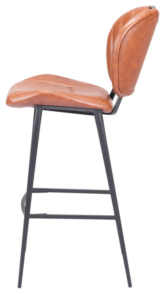Bar Stool Chair Barstool, Faux Vinyl Leather, Steel, Vintage Brown, Black, Cafe