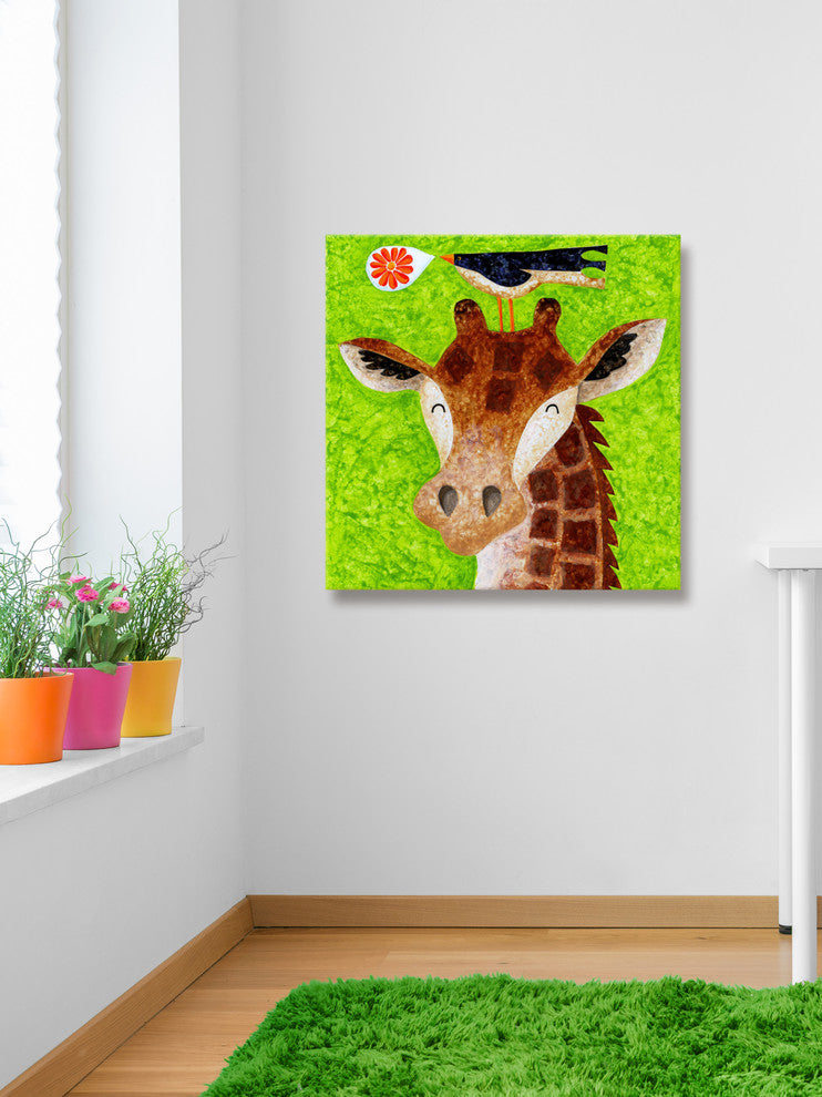 Marmont Hill, "Giraffe Blossom Ballad" by Janet Nelson on Wrapped Canvas, 32x32