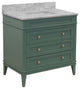 Eleanor 36" Bathroom Vanity, Sage Green, Carrara Marble