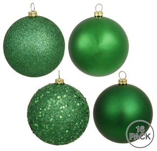 3" Green 4 Finish Orn Asst 16/Box