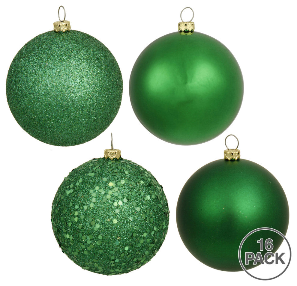 3" Green 4 Finish Orn Asst 16/Box