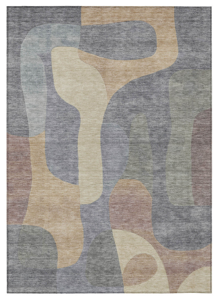 Machine Washable Indoor/Outdoor Chantille ACN1867 Gray 10' x 14' Rug