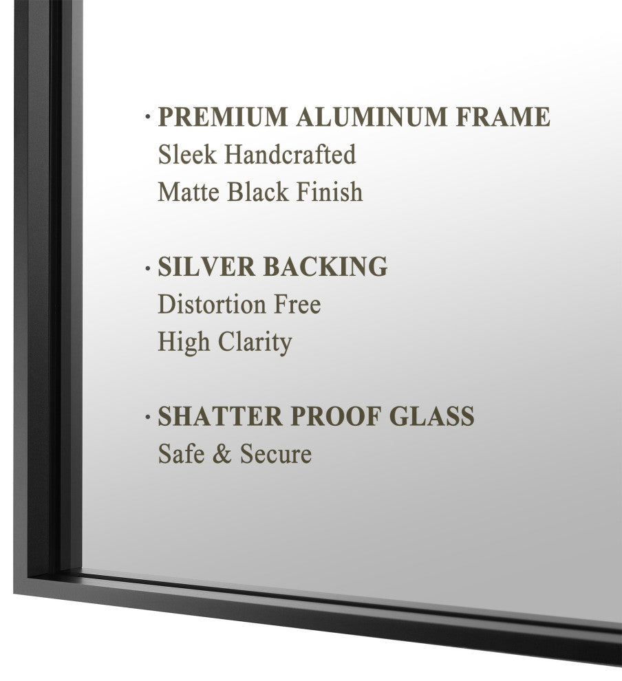 Rectangle Metal Framed Full Length Mirror, 58"x36"