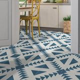 Tadla Handmade Cement Tile, Navy Blue/White, Sample