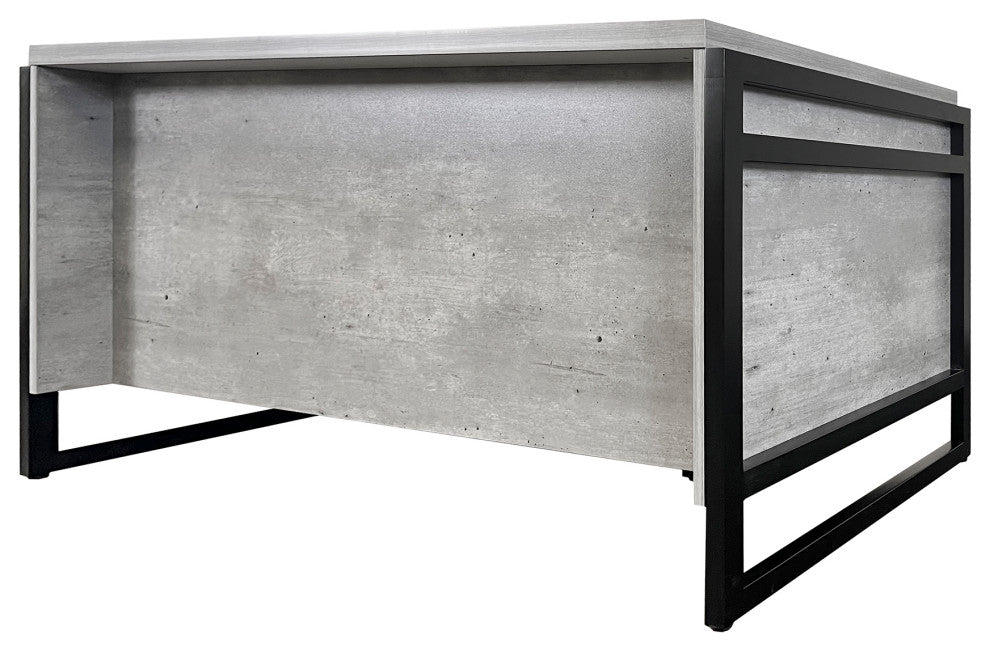 Modern Wood Laminate Double Pedestal Executive Desk, Concrete Gray