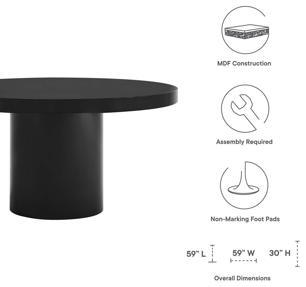 Gratify 60" Round Dining Table, Black