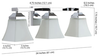 Staunton 1-Light Iron/Glass Modern Cottage LED Vanity Light, Chrome, 3-Light