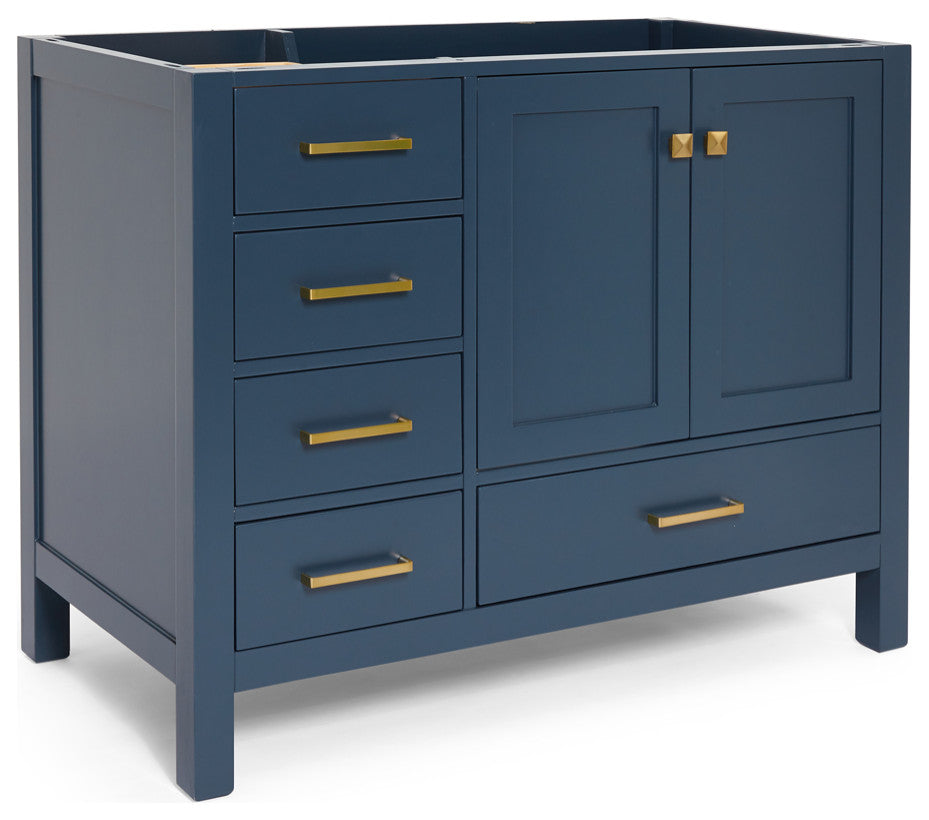 ARIEL Cambridge 42" Right Offset Single Sink Bathroom Vanity Base Midnight Blue