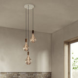 Small canopy white, brass grip with 3 walnut pendants & 3 Voronoi II US