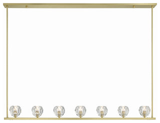 Aragon 7-Light Soft Brass Chandelier, Faceted Cut Crystal