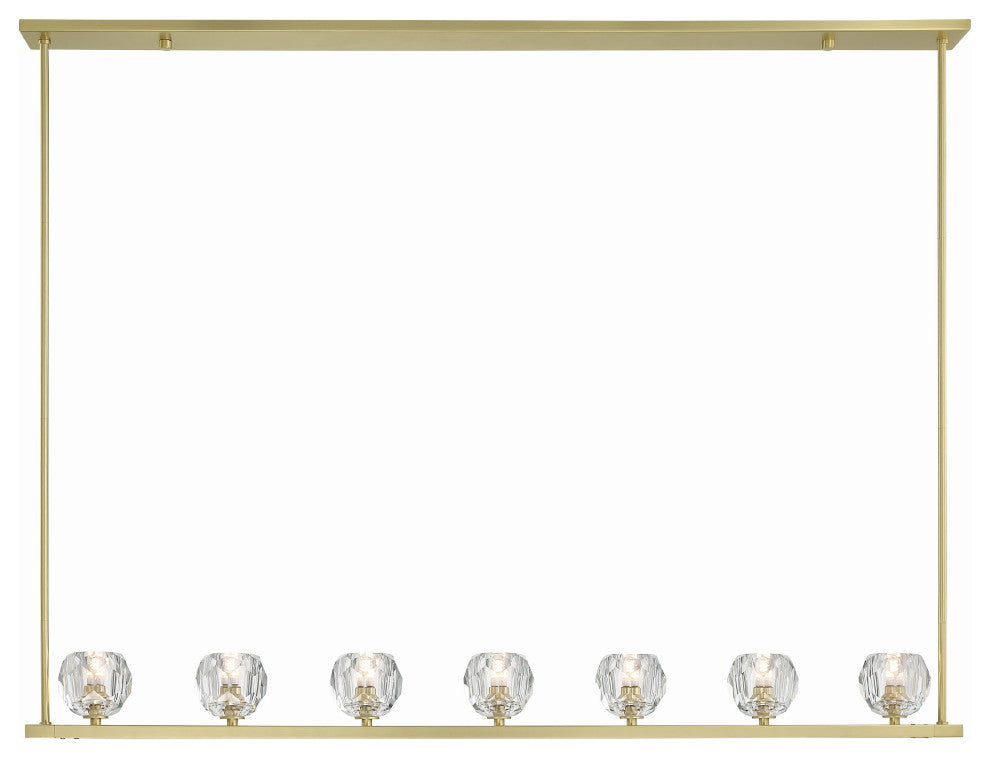 Aragon 7-Light Soft Brass Chandelier, Faceted Cut Crystal