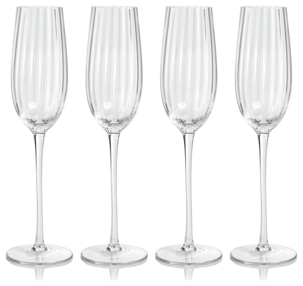 Malden Optic Champagne Flutes, Set of 4, Clear