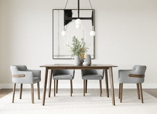 Castillo + Jordan Modern Grey Fabric + Walnut 7-Piece Dining Set