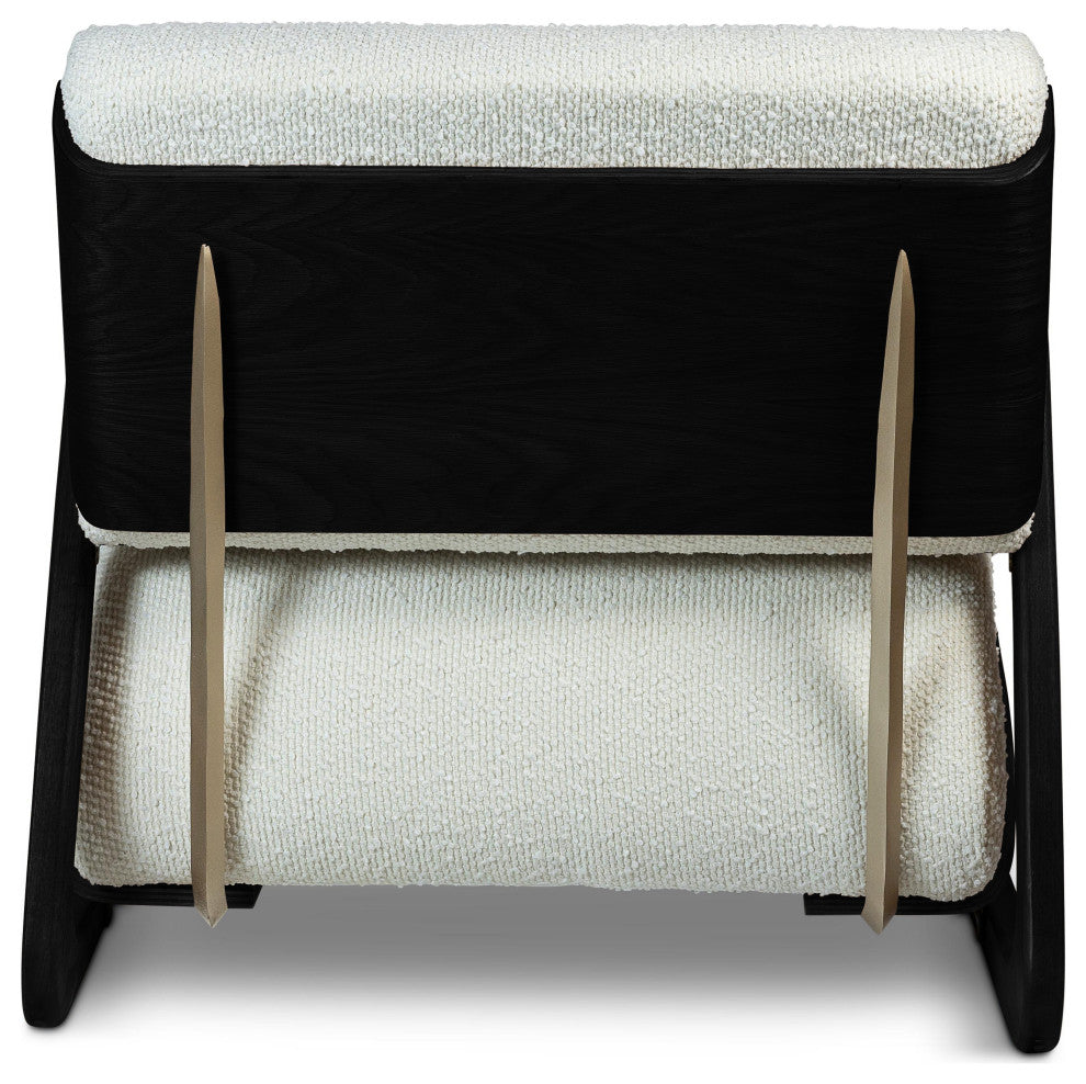 Modern Brazilian, Hector, Accent Chair, Boucle Ivory Upholstery