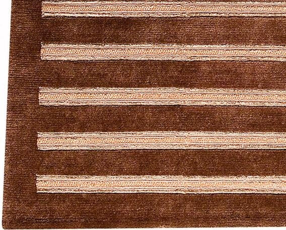 Hand Knotted Brown New Zealand Wool Area Rug, 4'6"X6'6"