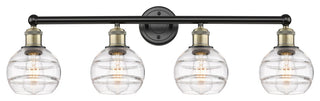 Edison-Rochester 4-Light 33" Bath Vanity Light, Black Antique Brass, Clear