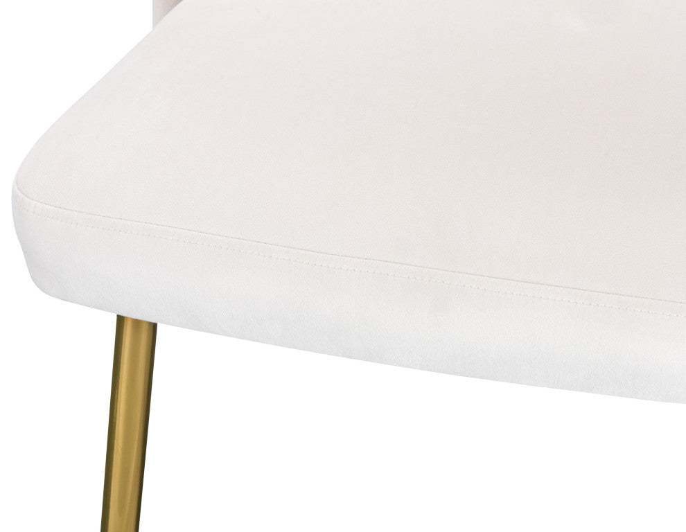 Logan Velvet Dining Chairs With Brushed Gold Legs (Set of 2), Cream
