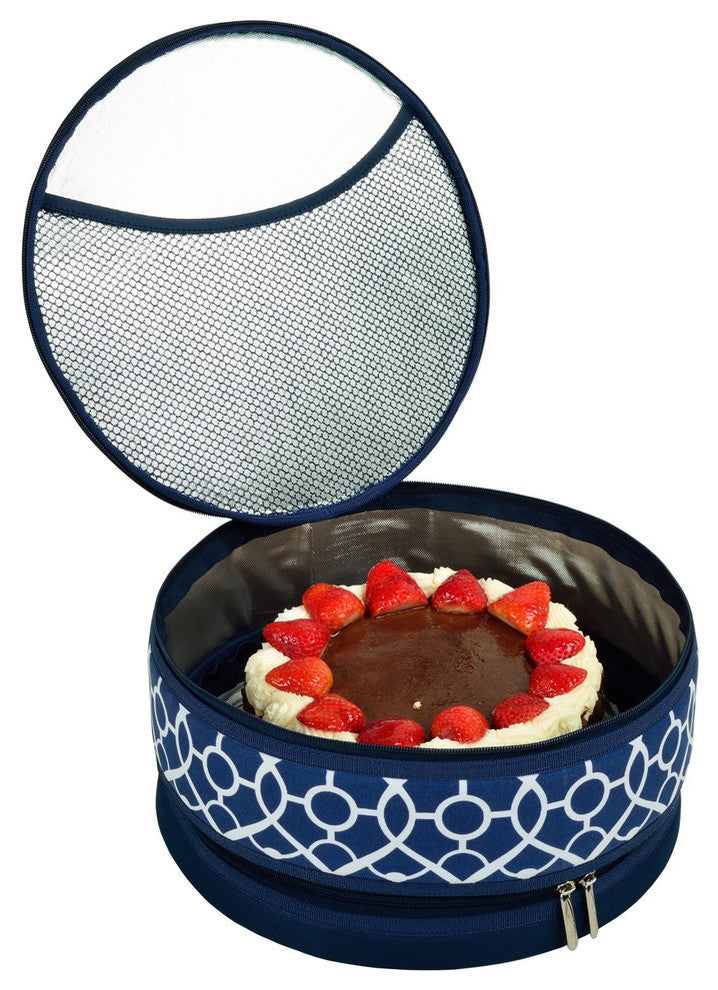 Cake Carrier, Trellis Blue