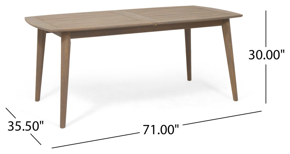 Mildred Outdoor Acacia Wood Expandable 8 Seater Dining Set, Gray