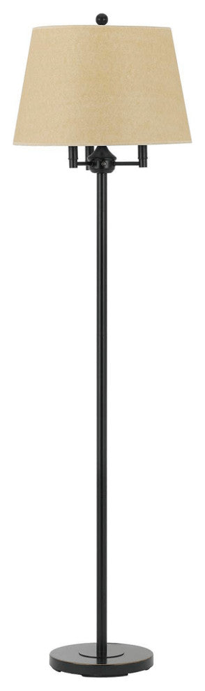 62" Bronze Four Light Traditional Shaped Floor Lamp With Beige Square Shade