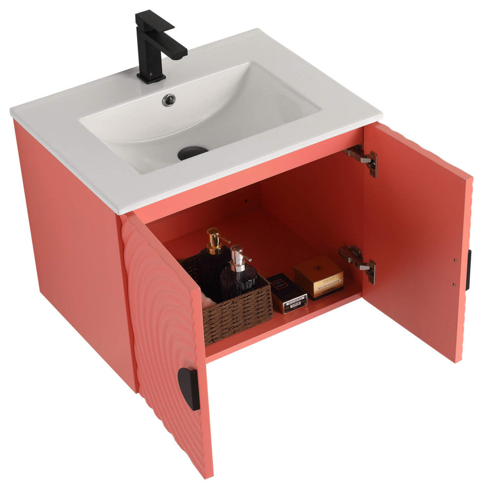 Pellabay Bath Vanity, Fluted Circular Doors Sink Included