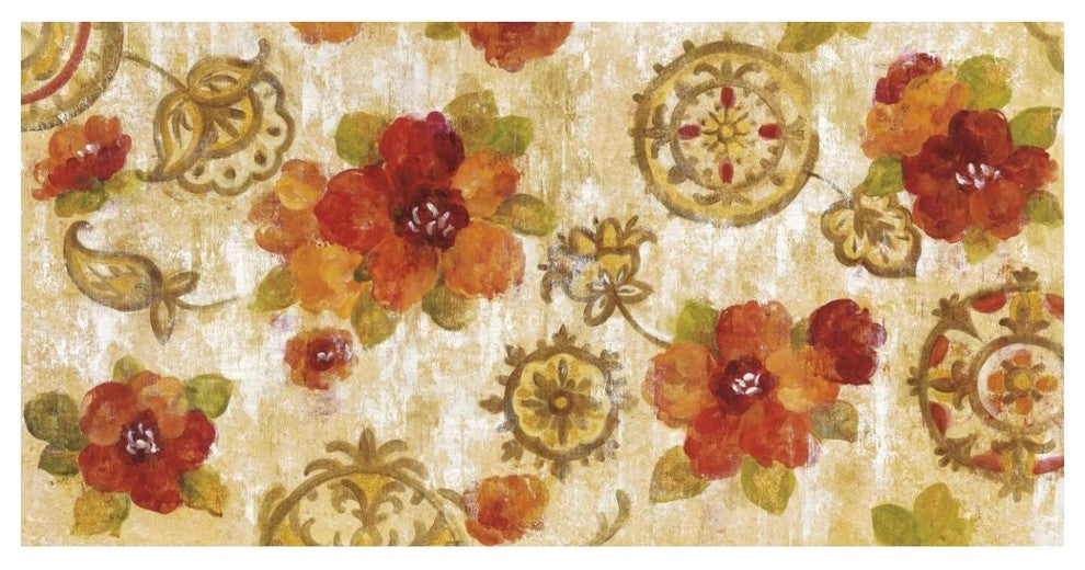 "Hibiscus and Mandala" Digital Paper Print by Silvia Vassileva, 50"x26"