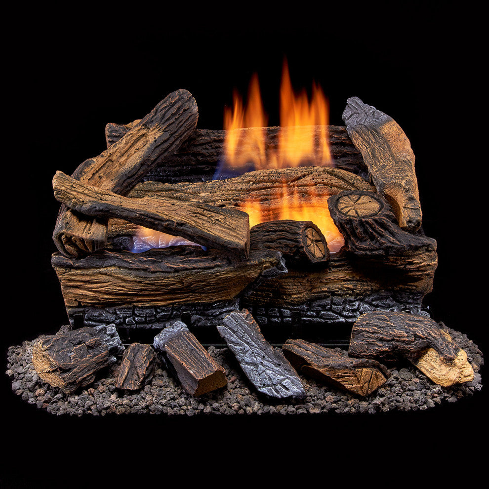 Duluth Forge Ventless Dual Fuel Gas Log Set, 18" 30,000 BTU, Remote