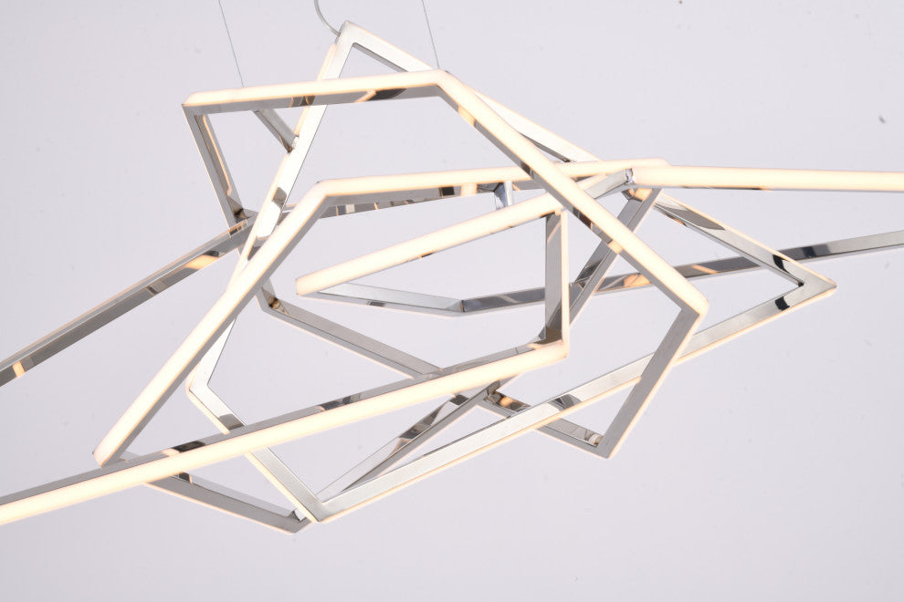 Chrome Geometric Stainless Steel Frame LED Light Fixture