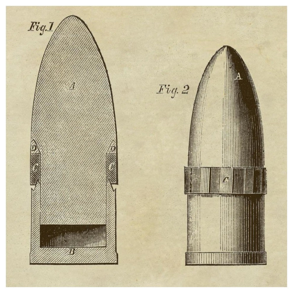 "Improved Artillery Shell" Digital Paper Print by Inventions, 42"x42"