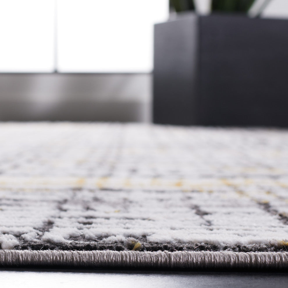 Safavieh Amelia Collection, ALA248 Rug, Charcoal/Gold, 2'x8'